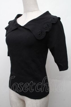 画像3: an another angelus / ローズカットワークビッグカラーニットプルオーバー  黒 S-26-02-09-026-CA-TO-HR-ZS