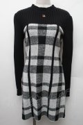 An MILLE / ニットワンピース  黒ｘ白 S-26-02-09-029-EL-OP-AS-ZS