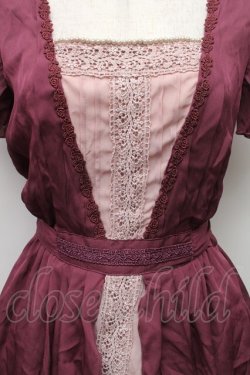 画像3: axes femme / タックスリット切り替えワンピース  ワイン S-26-02-09-032-AX-OP-HR-ZS