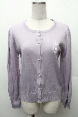 画像1: axes femme POETIQUE / ラビットカメオ刺繍カーディガン  ラベンダー S-26-02-10-036-AX-TO-HR-ZS