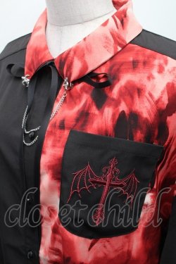 画像3: NIBBLE POISON / マーブルバイカラーシャツ  黒ｘ赤 S-26-02-10-040-0-BL-HR-ZS