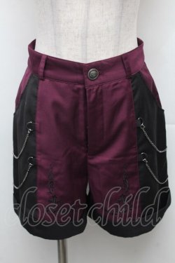画像1: NIBBLE POISON / 刺繍バイカラーショートパンツ  黒ｘワイン S-26-02-10-063-0-PA-HR-ZS