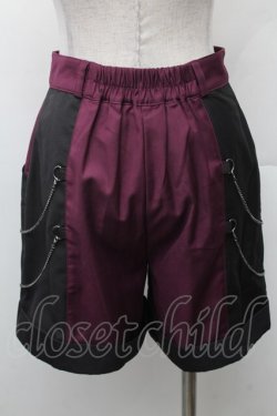 画像2: NIBBLE POISON / 刺繍バイカラーショートパンツ  黒ｘワイン S-26-02-10-063-0-PA-HR-ZS