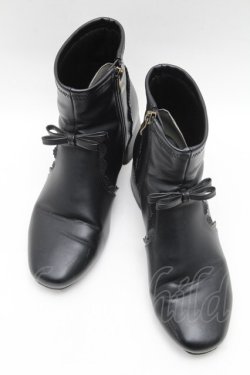 画像1: m petit by misako / リボンショートブーツ L 黒 S-26-02-10-015-0-ZA-HR-ZS