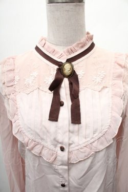 画像3: axes femme / フロントレースハイネックブラウス  ピンク S-26-02-10-032-AX-BL-HR-ZS