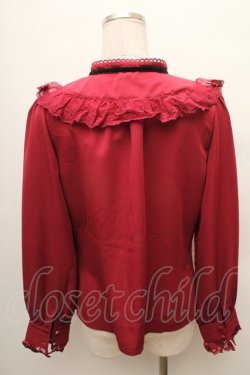 画像2: NIBBLE POISON / クロスレーススタンド襟ブラウス  ワイン S-26-02-10-033-0-BL-HR-ZS