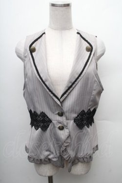 画像1: axes femme POETIQUE / ストライプショートベスト  グレー S-26-02-10-034-AX-JA-HR-ZS