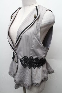 画像3: axes femme POETIQUE / ストライプショートベスト  グレー S-26-02-10-034-AX-JA-HR-ZS