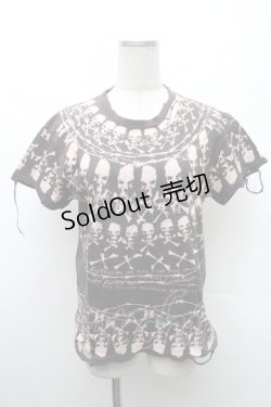 画像1: h.ANARCHY / スカルプリントダメージTシャツ  黒 S-26-02-11-041-HN-TS-HR-ZS