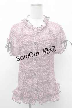 画像1: Drug Honey / レオパードフリルシアーブラウス  ピンク S-26-02-11-042-PU-BL-HR-ZS