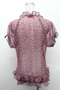 画像2: Drug Honey / レオパードフリルシアーブラウス  ピンク S-26-02-11-042-PU-BL-HR-ZS