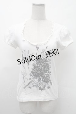 画像1: BPN / バラｘ蝶プリント半袖カットソー  白 S-26-02-11-045-GO-TO-HR-ZS