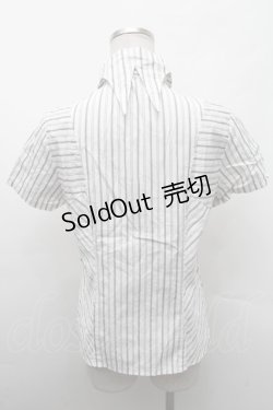 画像2: PEACE NOW / 襟刺繍ストライプブラウス  白ｘ黒 S-26-02-11-046-PU-BL-HR-ZS
