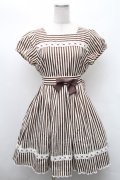 Cornet / ストライプワンピース  ブラウンｘ白 S-26-02-11-053-LO-OP-AS-ZS