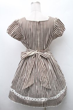 画像2: Cornet / ストライプワンピース  ブラウンｘ白 S-26-02-11-053-LO-OP-AS-ZS