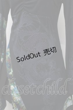 画像4: Qutie Frash / 龍ptレイヤード風和柄チュニックワンピース  黒ｘブルー S-26-02-11-056-QU-OP-HR-ZS