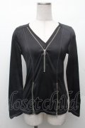 Ozz Croce / フロントZIPトップス  黒 S-26-02-11-007-OO-TO-AS-ZS