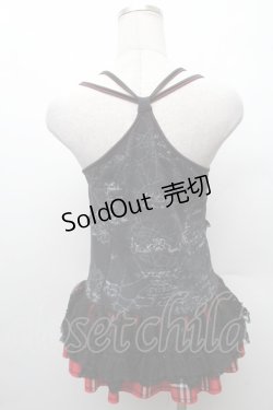 画像2: h.Jelly HONEY / レース切替チェックビスチェ  黒ｘ赤 S-26-02-11-024-HN-TO-HR-ZS