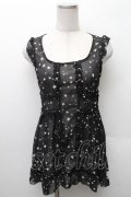 PEACE NOW / 星柄シフォンタンク  黒 S-26-02-11-026-PU-TO-HR-ZS
