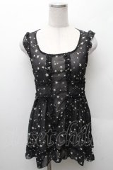 PEACE NOW / 星柄シフォンタンク  黒 S-26-02-11-026-PU-TO-HR-ZS