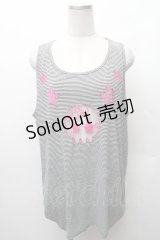 PEACE NOW / ボーダー刺 タンクトップ  黒ｘ白 S-26-02-11-029-PU-TS-HR-ZS