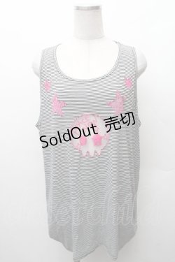 画像1: PEACE NOW / ボーダー刺 タンクトップ  黒ｘ白 S-26-02-11-029-PU-TS-HR-ZS