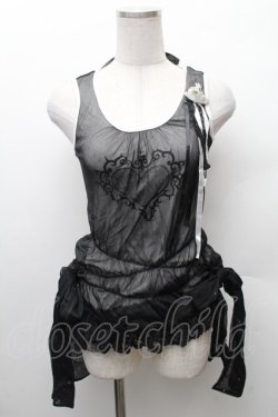 画像1: hEVEN / チュールデザイントップス  黒ｘ白 S-26-02-11-030-HN-TO-HR-ZS