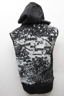 画像2: h.NAOTO / プリントノースリーブフードZIPパーカー  黒 S-26-02-11-031-HN-OP-HR-ZS