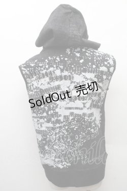 画像2: h.NAOTO / プリントノースリーブフードZIPパーカー  黒 S-26-02-11-031-HN-OP-HR-ZS