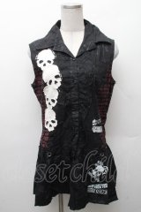 MAD / プリントノースリーブチュニック M 黒 S-26-02-11-032-PU-TO-HR-ZS