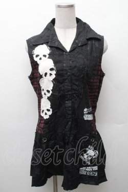 画像1: MAD / プリントノースリーブチュニック M 黒 S-26-02-11-032-PU-TO-HR-ZS