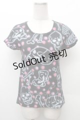 RNA / スカルプリントTシャツ  黒ｘピンク S-26-02-11-034-PU-TS-HR-ZS