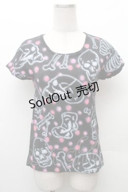 画像1: RNA / スカルプリントTシャツ  黒ｘピンク S-26-02-11-034-PU-TS-HR-ZS