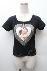 CHOICE / ハート天使ショート丈パフTシャツ  黒 S-26-02-11-036-PU-TS-HR-ZS