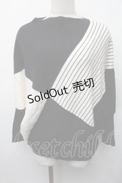 画像1: axes femme / パネル柄ニットプルオーバー  オフＸ黒 S-26-02-13-042-AX-CO-AS-ZS