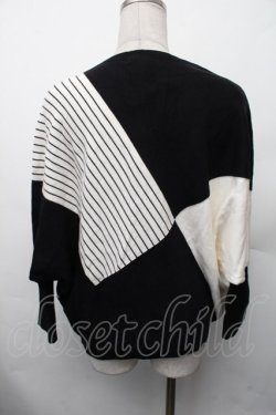 画像3: axes femme / パネル柄ニットプルオーバー  オフＸ黒 S-26-02-13-042-AX-CO-AS-ZS