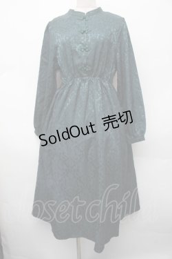 画像1: axes femme / サテンジャガードチャイナワンピース  グリーン S-26-02-13-046-AX-OP-AS-ZS