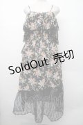 axes femme / フラワーシャワープリントワンピース  黒 S-26-02-13-052-AX-OP-AS-ZS