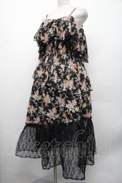 画像2: axes femme / フラワーシャワープリントワンピース  黒 S-26-02-13-052-AX-OP-AS-ZS