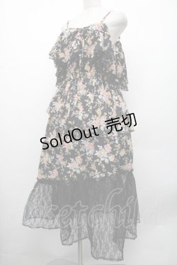 画像2: axes femme / フラワーシャワープリントワンピース  黒 S-26-02-13-052-AX-OP-AS-ZS