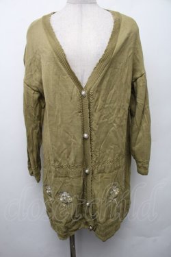 画像1: axes femme / ブーケ刺繍ロングニットカーディガン  グリーン S-26-02-13-036-AX-TO-AS-ZS