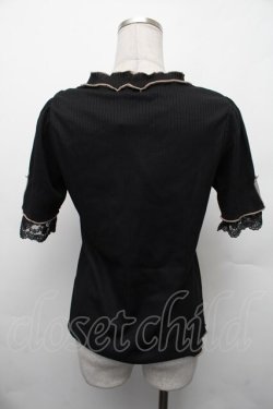 画像2: axes femme / バイカラーメロー袖レースプルオーバー  黒 S-26-02-13-038-AX-TO-AS-ZS