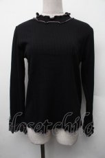 画像1: axes femme / バイカラーメロー袖レースプルオーバー  黒 S-26-02-13-039-AX-TO-AS-ZT641 (1)