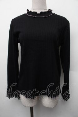 画像1: axes femme / バイカラーメロー袖レースプルオーバー  黒 S-26-02-13-039-AX-TO-AS-ZS