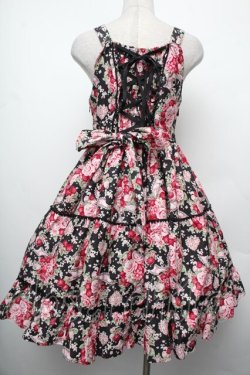 画像2: BABY,THE STARS SHINE BRIGHT / シュガーブーケ〜永遠の乙女の憧れ〜柄ジャンパースカートIII  黒ｘピンク S-26-02-15-042-BA-OP-HR-ZS