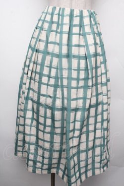 画像1: an another angelus / ペイントタッチ柄タックスカート F グリーン×白 S-26-02-15-051-CA-SK-TE-ZS