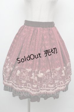 画像1: axes femme / トランプメルヘン柄スカート/Disney  ワイン S-26-02-15-055-AX-SK-HR-ZS