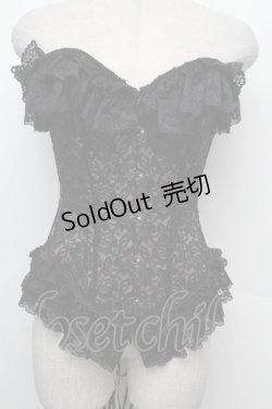 画像1: PrivateSquare. / ローズレースコルセット  黒ｘベージュ S-26-02-15-013-LO-ZA-HR-ZS