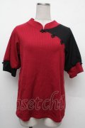 axes femme / チャイナ釦バイカラープルオーバー  赤 S-26-02-15-023-AX-TO-AS-ZS