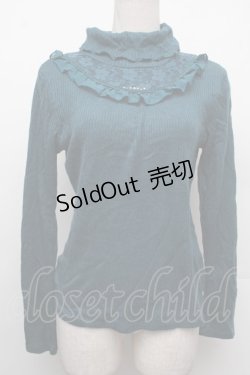 画像1: axes femme / レース切り替えテレコニットソー  グリーン S-26-02-15-025-AX-TO-AS-ZS